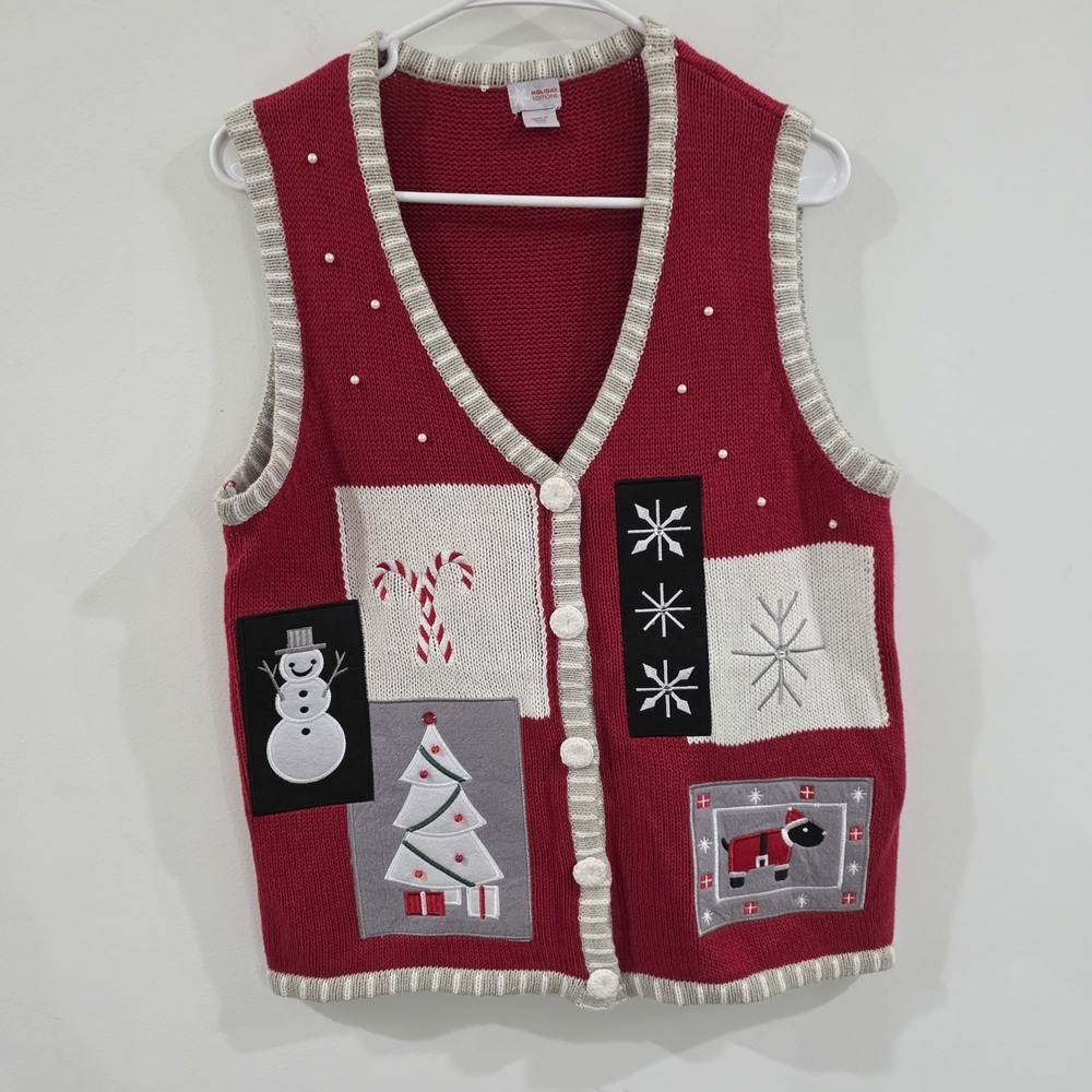 Vintage Holiday Editions Womens‎ Ugly Christmas Sweater Vest Size Medium Retro